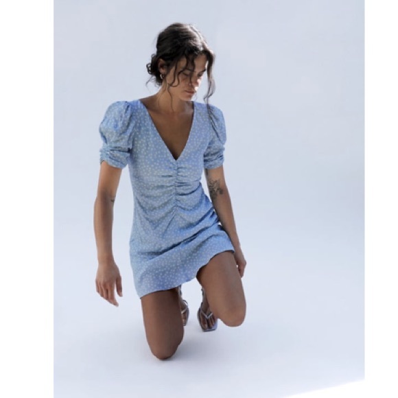 Zara Sky Blue Polka Dot Dress - Picture 5 of 5